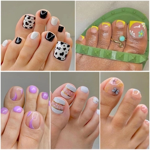 Plastic Detachable Press On Toe Nails Various Designs False Toe Nails Foot Pedicure For Women Fashionable Comfortable