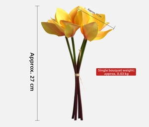 Detailed macro view of artificial yellow Cymbidium orchid measuring 27cm in height