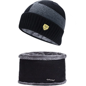 Winter Beanie Hat And Neck Warmer Acrylic Knit Fleece Lined Thick Warm Windproof Outdoor For Men Women