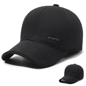 Men Winter Baseball Cap Thickened Warm Woolen Earflap Hat Windproof Outdoor Peaked Cap Adjustable For Dad Grandpa