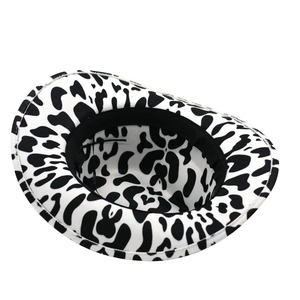 Classic cow print western cowboy hat with wide brim in thick felt for adults