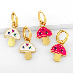 Orecchini a cerchio a fungo con zirconi colorati e placcatura in oro elegante