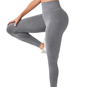 Women's high waist scrunch butt yoga leggings in dark grey marl fabric for jogging
