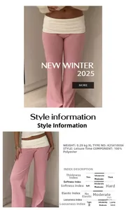 Detail view of pink and white striped knit pants with high waist and polyester texture