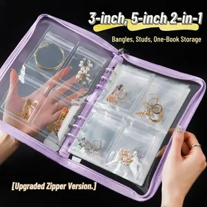 Anti Oxidation Jewelry Storage Album With Transparent PVC Bags Portable Zipper Jewelry Organizer For Earrings Necklaces Travel Clear Book