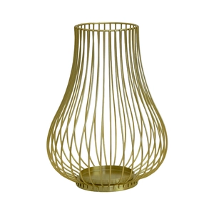 Three gold iron candle holders in European luxury style for romantic table decor