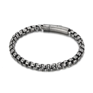 Minimalist Stainless Steel Box Chain Bracelet For Men Hip Hop Titanium Steel Link Bracelet Gold Silver Black Jewelry