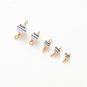 18K gold plated double loop pearl connector charms in 3mm to 8mm sizes for DIY
