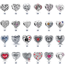 Colección detallada de dijes de corazón en plata 925 con varios diseños y cristales