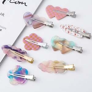 Chic acetate hair clip set with floral and leaf patterns for women's hair styling