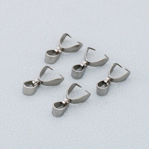 Five pieces of silver stainless steel pinch bails for DIY jewelry making and pendants