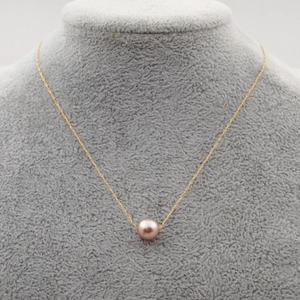 Minimalist Single Artificial Pearl Pendant Necklace Titanium Steel Chain French Retro Style Elegant Women Jewelry