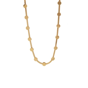Elegant gold titanium steel snake chain choker with minimalist circular disk charms for women