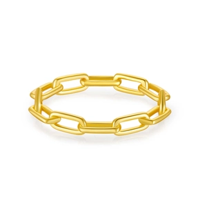 Minimalist 925 silver Cuban link chain ring in gold finish with vintage design for women