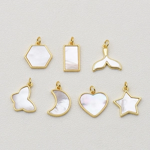 Golden shell charms featuring star, butterfly and heart shapes for DIY necklace jewelry