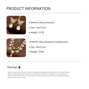 Spécifications du produit pour l'ensemble collier et boucles d'oreilles papillon vintage