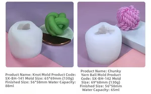 Detail of wool ball and knot silicone molds with textured craft resin finish