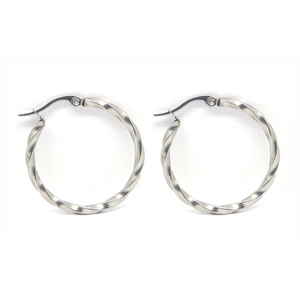 Twisted Rope Hoop Earrings Stainless Steel Large Textured Circle Fashion Jewelry For Women