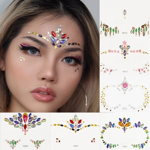 Face Rhinestone Stickers Acrylic Resin Body Jewels Festival Rave Party Makeup Decoration Adhesive Temporary Tattoo