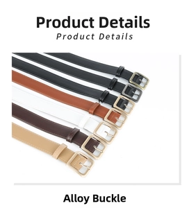 Detailed view of square alloy buckles on various colorful vintage PU leather belts