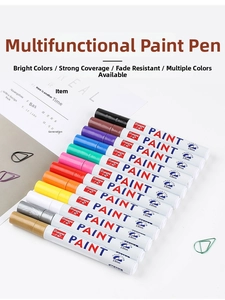Detailed set of 12 multi-colored paint markers with 2.8mm tips on white background