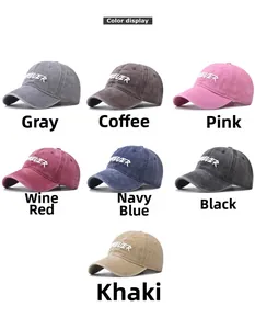 Collection of washed cotton baseball caps with Forever embroidery in seven diverse colors