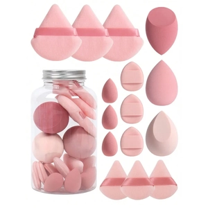 Set di Spugnette per Trucco in Polyuretano Senza Lattice Uova di Bellezza Idrofile Piumini da Cipria in Velluto Con Barattolo per Fondotinta Cosmetico Secco e Umido