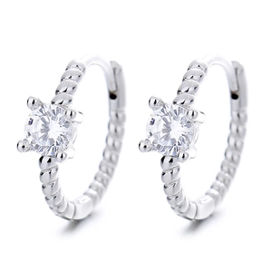 925 sterling silver rope hoop earrings with sparkling cubic zirconia stone settings