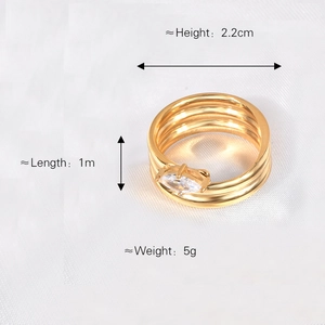 Multi-layered gold zircon ring for women with marquise gemstone and size specifications