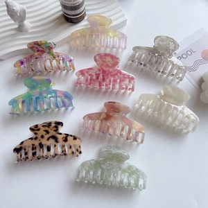 Retro Acetate Hair Claw Clip Marble Leopard Print Geometric Shark Clip Stylish Hair Accessories For Women Girls
