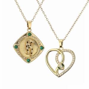 Animal Pendant Necklace Copper Gold Plated With Micro Pave Zircon Cute Cat Bear Snake Leopard Fashion Jewelry For Men Women