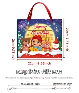 Detailed specs of Christmas advent calendar jewelry box with silver bracelet set size