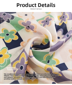 Close-up of geometric floral silk scarf fabric showing soft texture and petal print