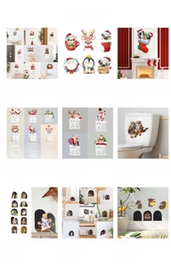 Variety of festive Christmas mouse hole and owl wall stickers for home decoration
