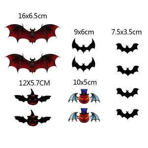 3D Halloween wall decorations featuring various sizes of bats and pumpkin wall stickers