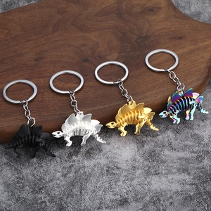 Bunte Legierung Skelett Dinosaurier Schlüsselanhänger Set in Schwarz, Silber, Gold und Regenbogen
