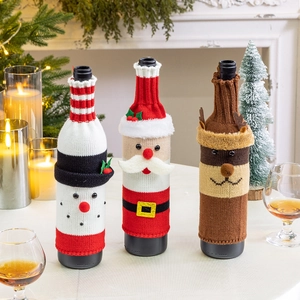 Copribottiglie di Vino Natalizi a Maglia Babbo Natale Pupazzo di Neve Renna Decorazioni per Tavola per Ristorante e Casa