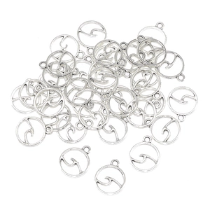 Antique silver hollow round wave pendants in bulk for DIY jewelry making accessories