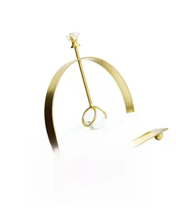 Detail view of European iron napkin holder with crystal pendant and cast iron base