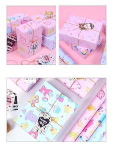 Baby gift wrapping paper set with cute hand-drawn bear patterns and gift tags
