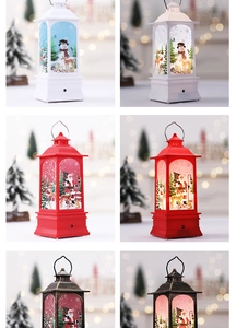 Detail view of Christmas LED lantern variations showing light effects in red and bronze
