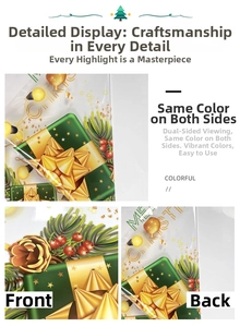 Detailed close-up of double-sided Christmas window film with pine and berry pattern