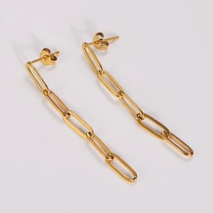 Stainless Steel Paperclip Chain Dangle Earrings Minimalist Long Link Geometric Drop Earrings Fashion Jewelry For Women