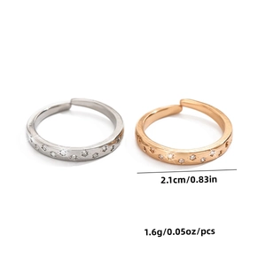 Sparkling silver and rose gold adjustable star rings with weight and size specifications