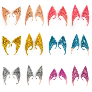 Pack of 12 pairs colorful glittery latex elf ears for Halloween cosplay party costumes