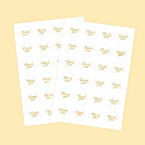 Autocollants Thank You ronds de 2,5 cm avec lettres dorées pour emballage cadeau