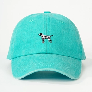 Teal embroidered dog baseball cap with washed cotton twill fabric for outdoor sun protection