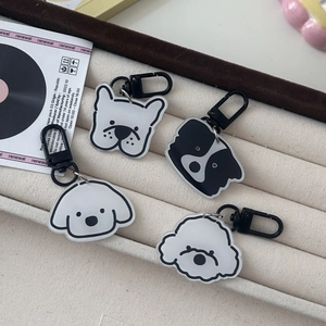Cartoon acrylic puppy keychains featuring French Bulldog and Border Collie styles