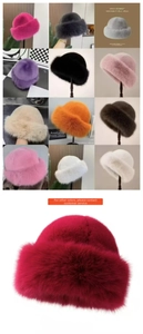 Winter faux fur bucket hats collection in multiple colors featuring thick warm plush material
