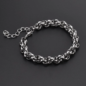 Zilveren roestvrijstalen dubbellaagse parelketting armband met karabijnsluiting en verlenging